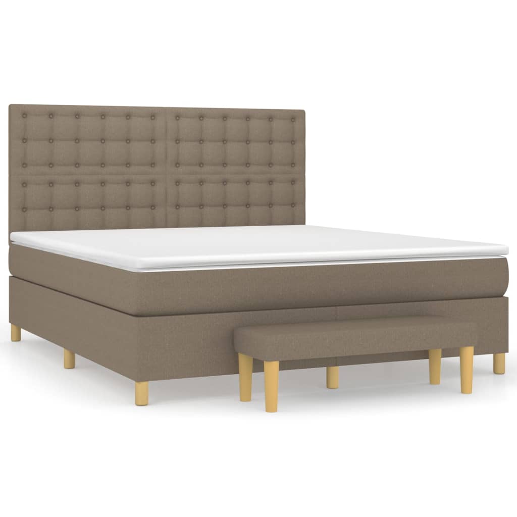 Pat box spring cu saltea, gri taupe, 160x200 cm material textil GartenMobel Dekor