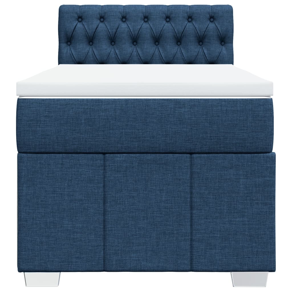 Pat box spring cu saltea, albastru, 90x190 cm, textil GartenMobel Dekor