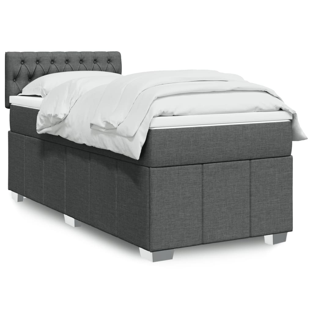Pat box spring cu saltea, gri închis, 90x190 cm, textil GartenMobel Dekor