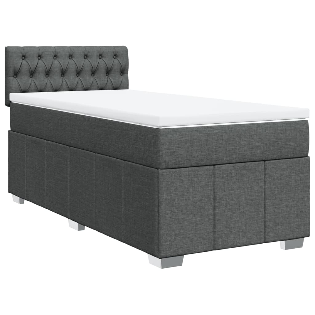 Pat box spring cu saltea, gri închis, 90x190 cm, textil GartenMobel Dekor