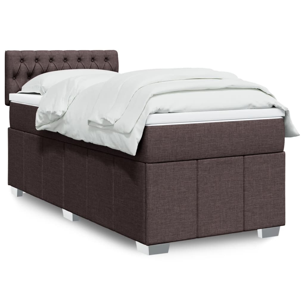 Pat box spring cu saltea, maro închis, 90x190 cm, textil GartenMobel Dekor