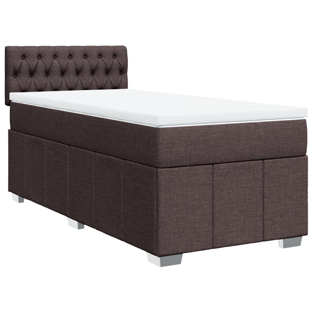 Pat box spring cu saltea, maro închis, 90x190 cm, textil GartenMobel Dekor