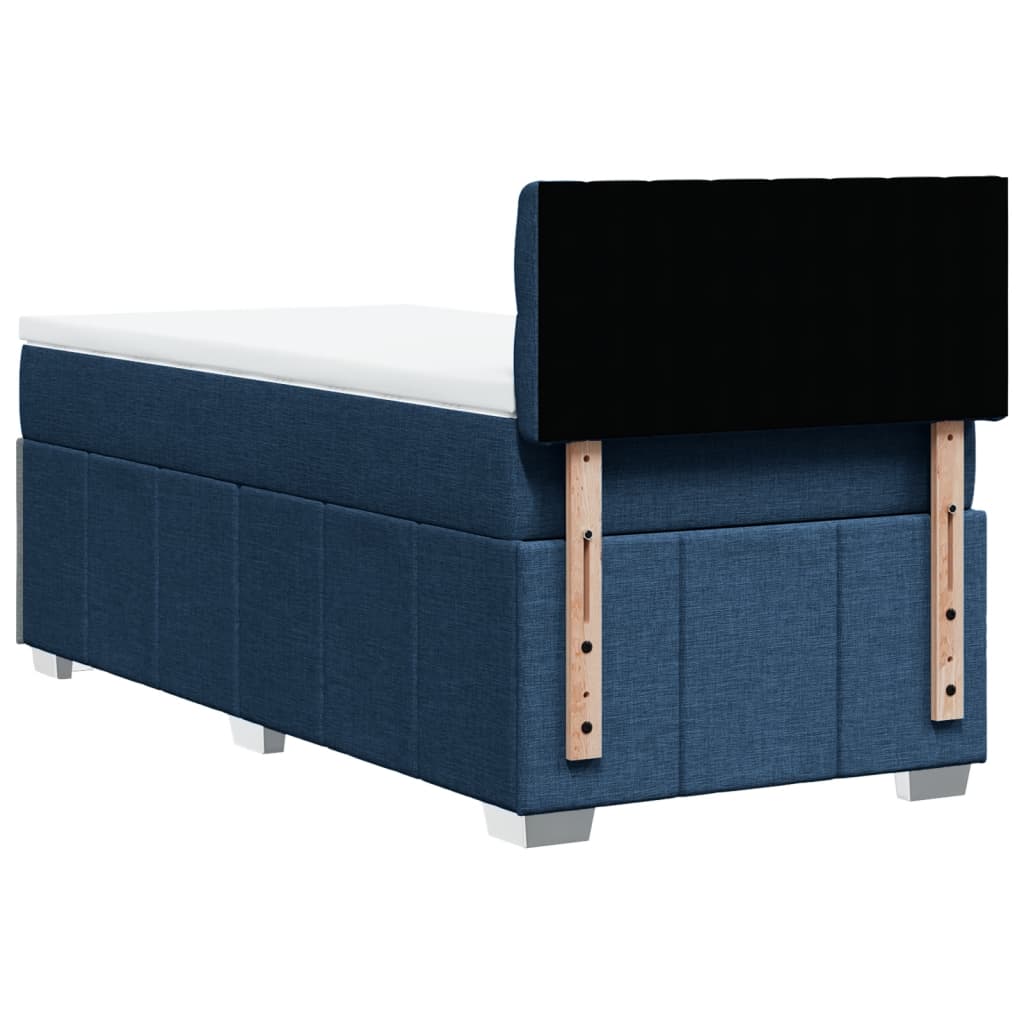 Pat box spring cu saltea, albastru, 100x200 cm, textil GartenMobel Dekor