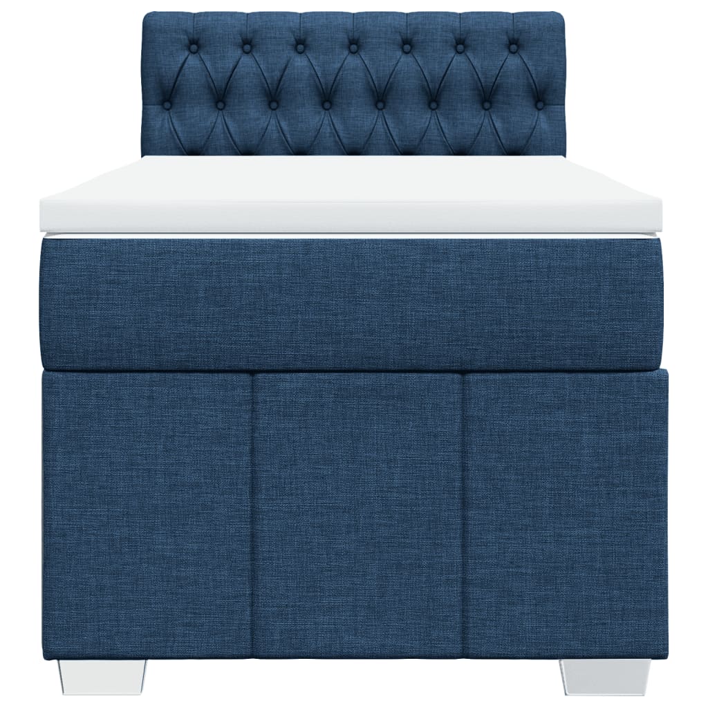 Pat box spring cu saltea, albastru, 100x200 cm, textil GartenMobel Dekor