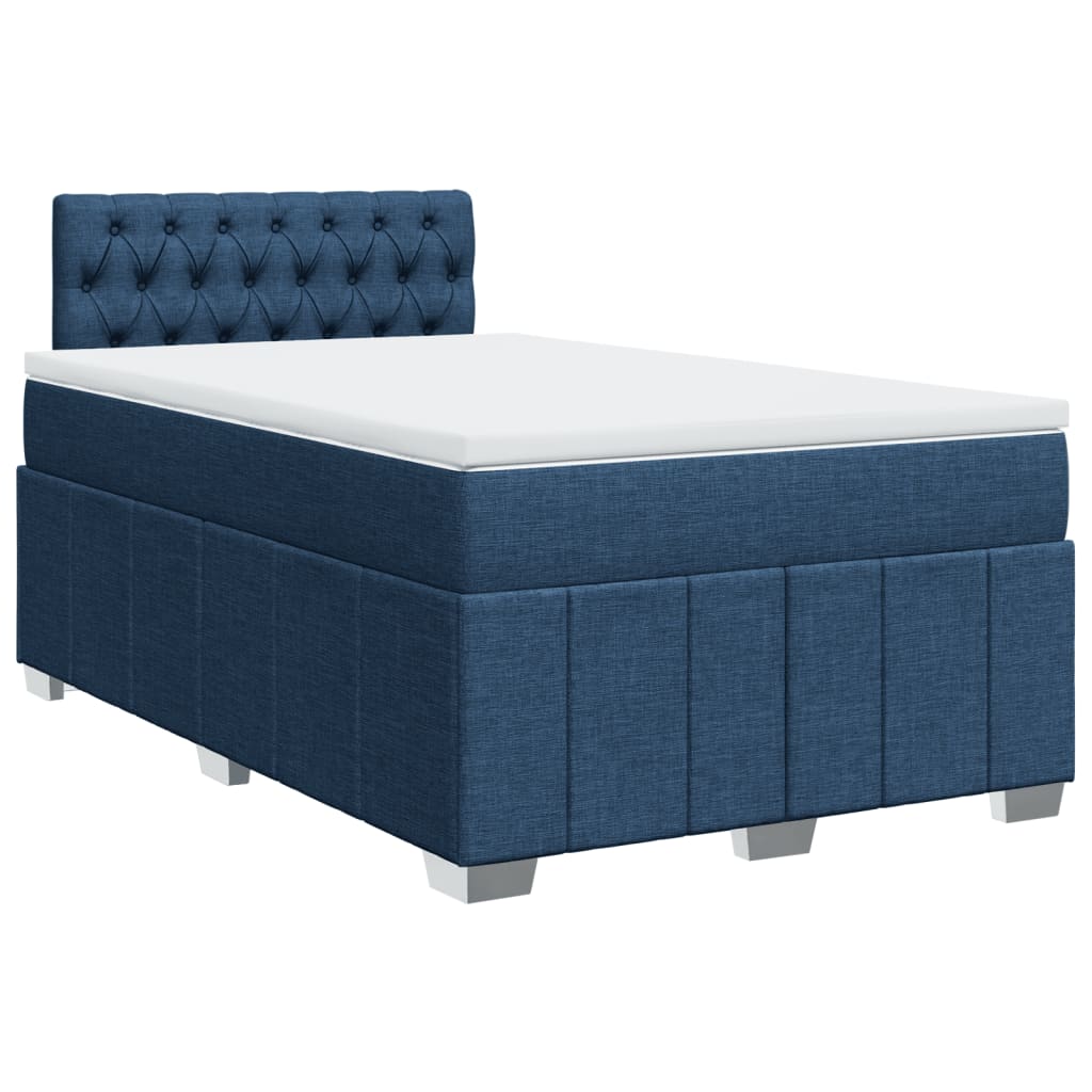 Pat box spring cu saltea, albastru, 120x190 cm, material textil GartenMobel Dekor