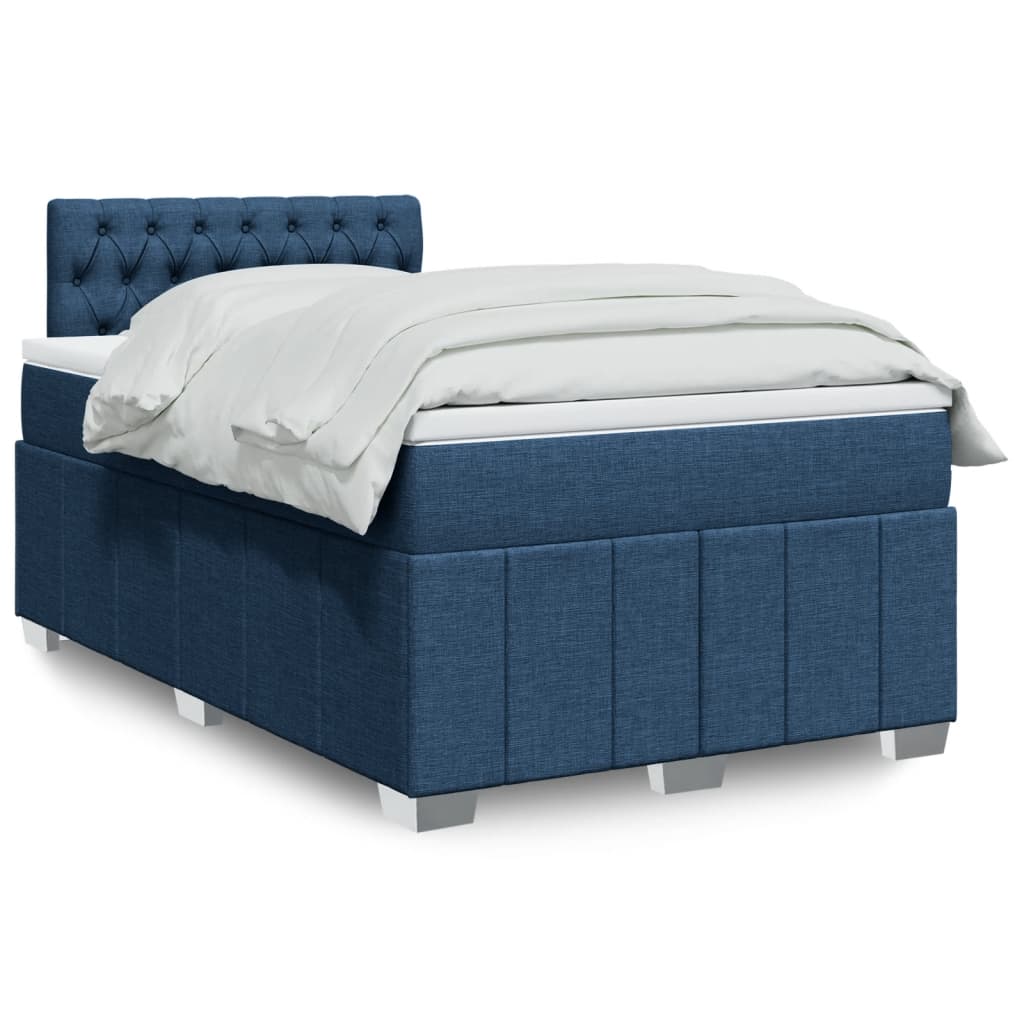 Pat box spring cu saltea, albastru, 120x190 cm, material textil GartenMobel Dekor