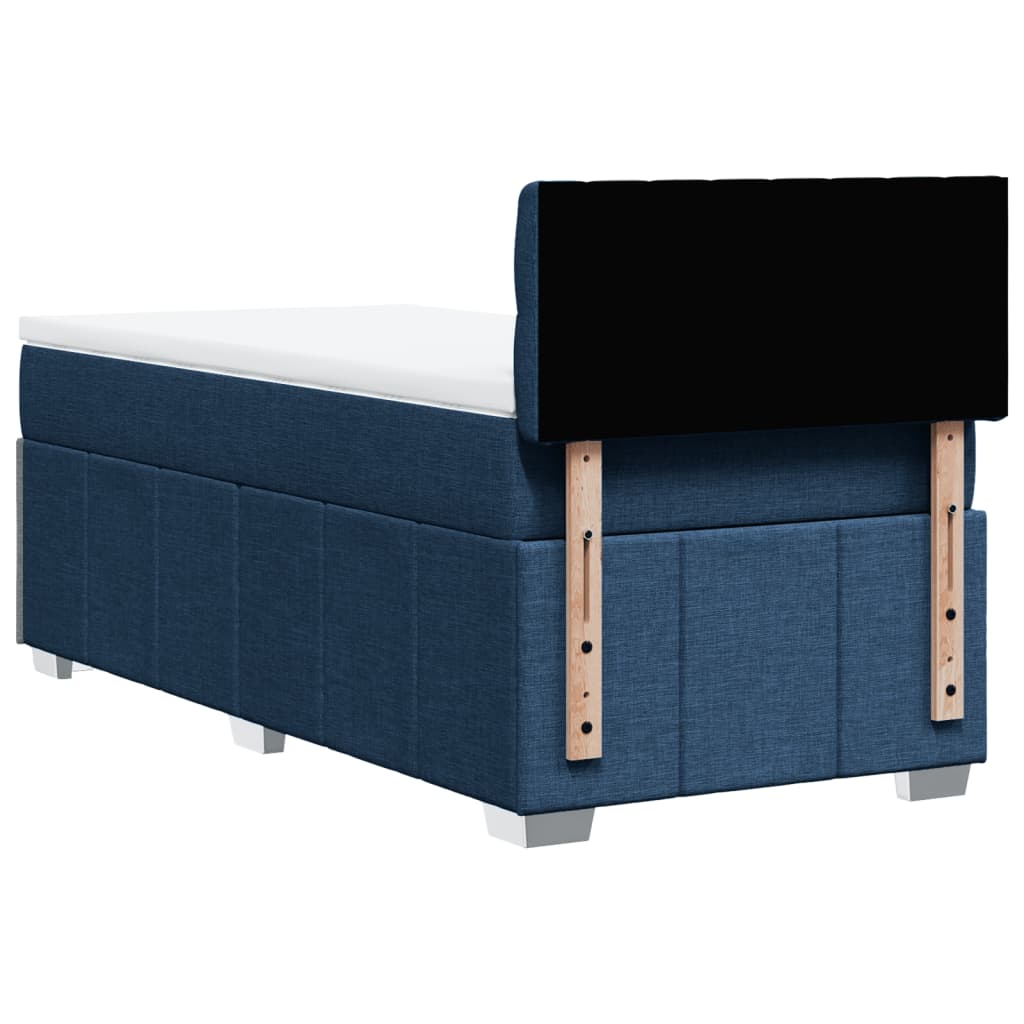 Pat box spring cu saltea, albastru, 90x200 cm, textil GartenMobel Dekor