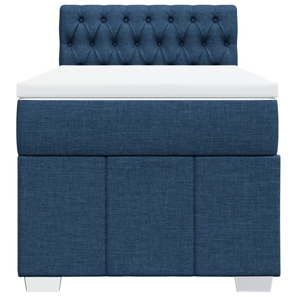 Pat box spring cu saltea, albastru, 90x200 cm, textil GartenMobel Dekor