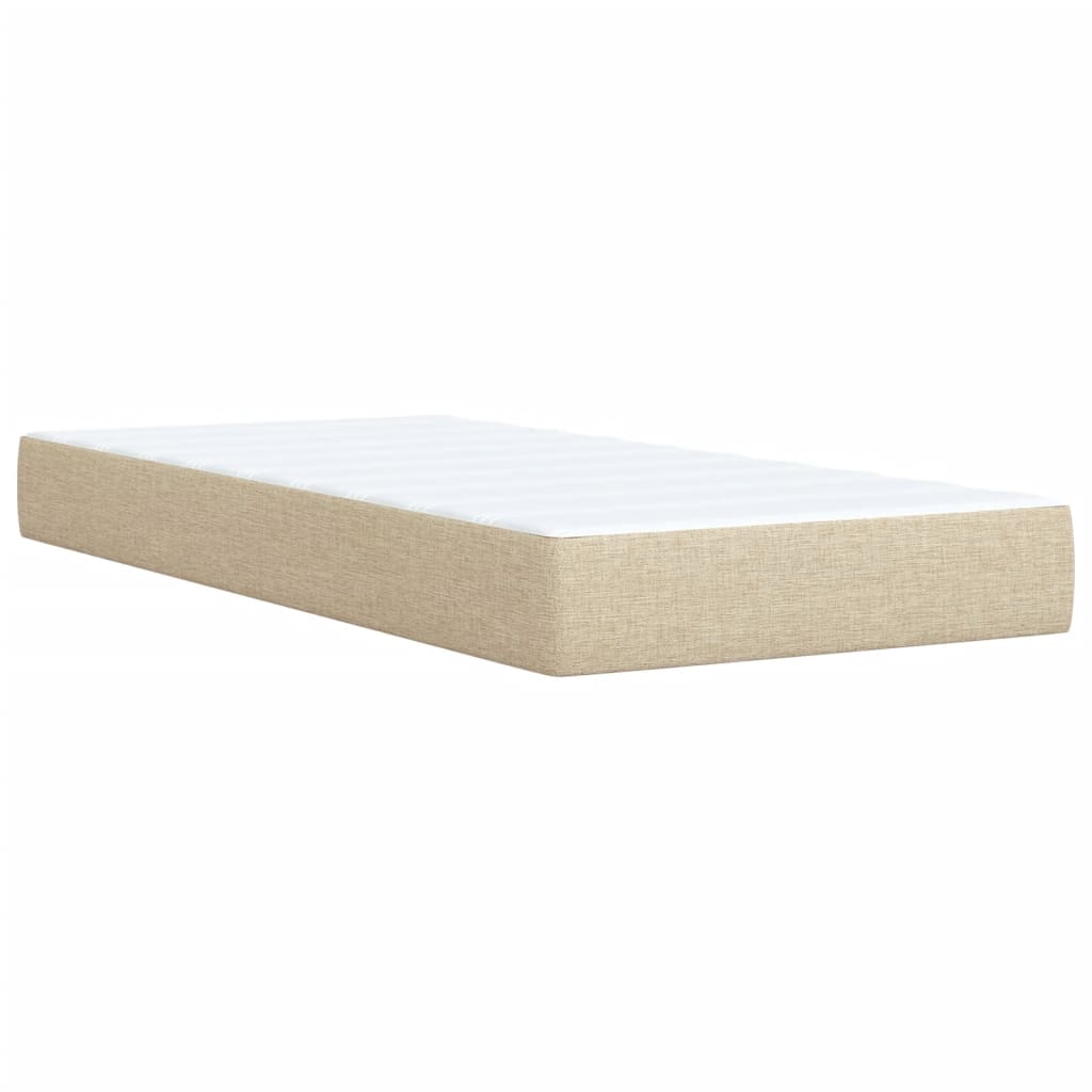 Pat box spring cu saltea, crem, 90x200 cm, textil GartenMobel Dekor