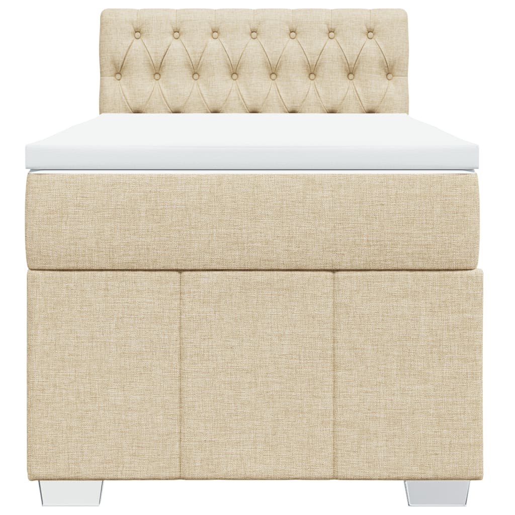 Pat box spring cu saltea, crem, 90x200 cm, textil GartenMobel Dekor