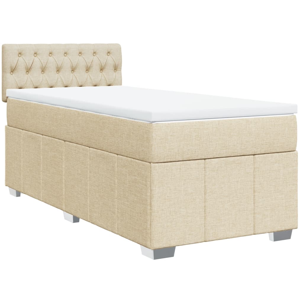 Pat box spring cu saltea, crem, 90x200 cm, textil GartenMobel Dekor
