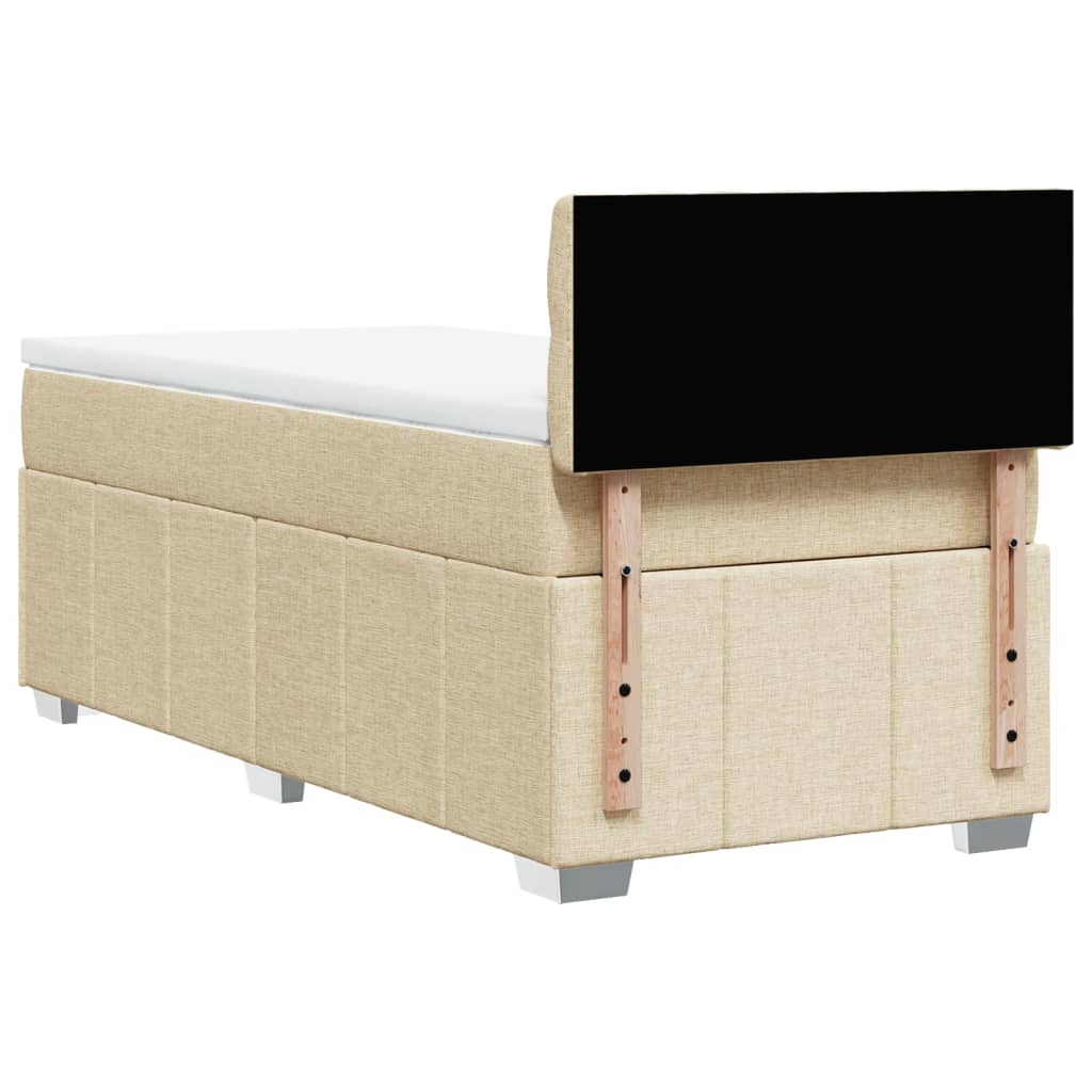 Pat box spring cu saltea, crem, 90x200 cm, textil GartenMobel Dekor