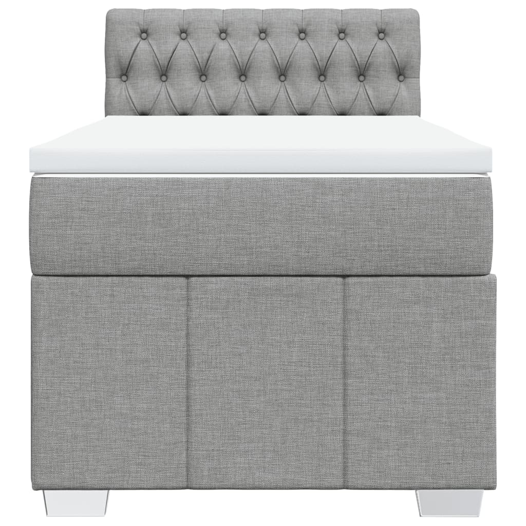 Pat box spring cu saltea, gri deschis, 100x200 cm, textil GartenMobel Dekor
