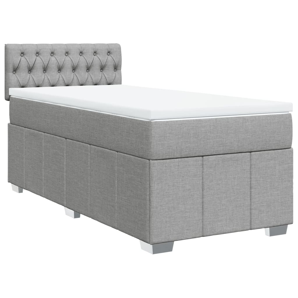 Pat box spring cu saltea, gri deschis, 100x200 cm, textil GartenMobel Dekor