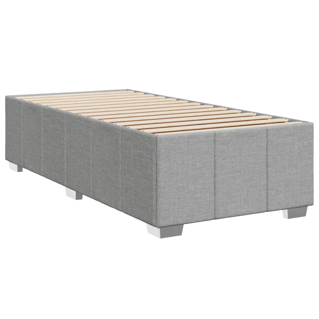 Pat box spring cu saltea, gri deschis, 90x200 cm, textil GartenMobel Dekor