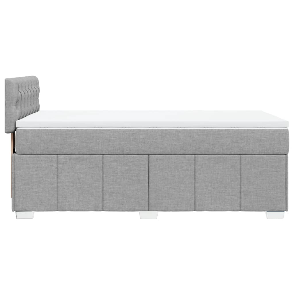 Pat box spring cu saltea, gri deschis, 90x200 cm, textil GartenMobel Dekor