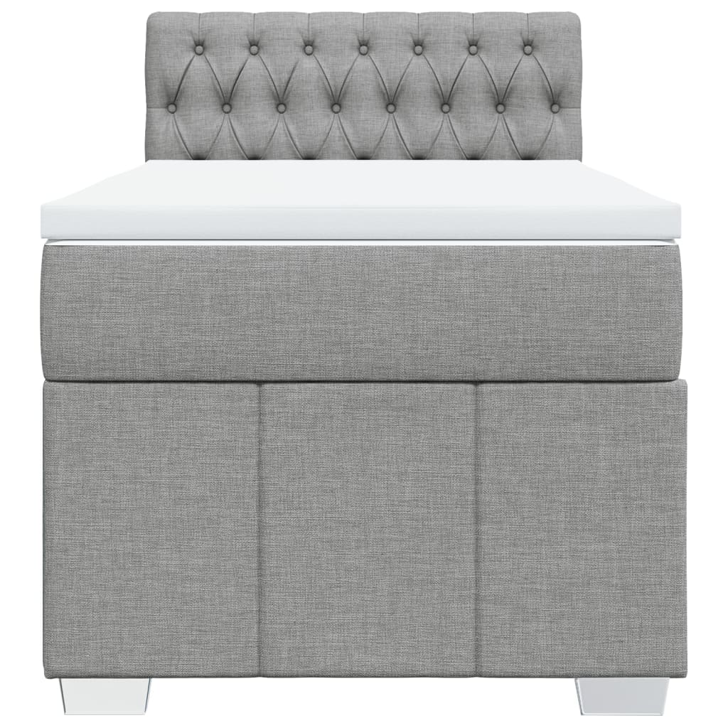 Pat box spring cu saltea, gri deschis, 90x200 cm, textil GartenMobel Dekor