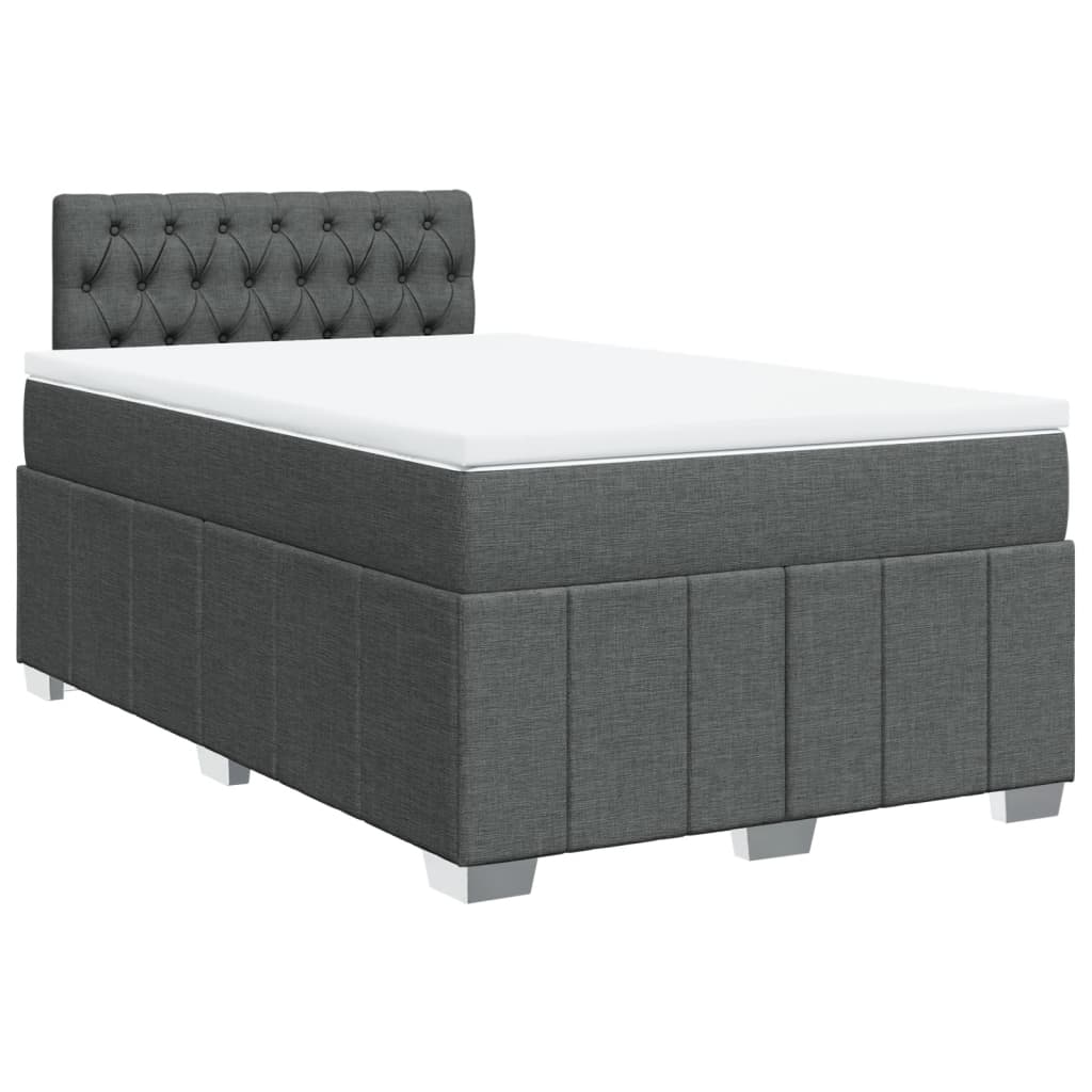 Pat box spring cu saltea, gri închis, 120x190 cm, textil GartenMobel Dekor