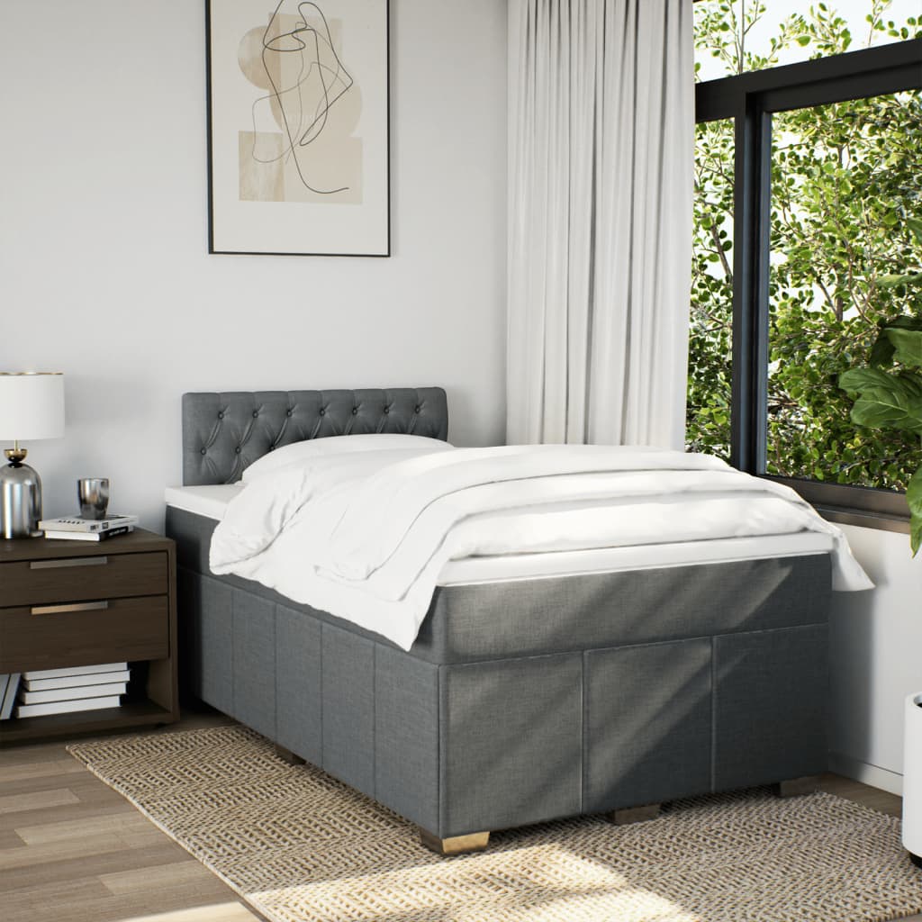 Pat box spring cu saltea, gri închis, 120x190 cm, textil GartenMobel Dekor
