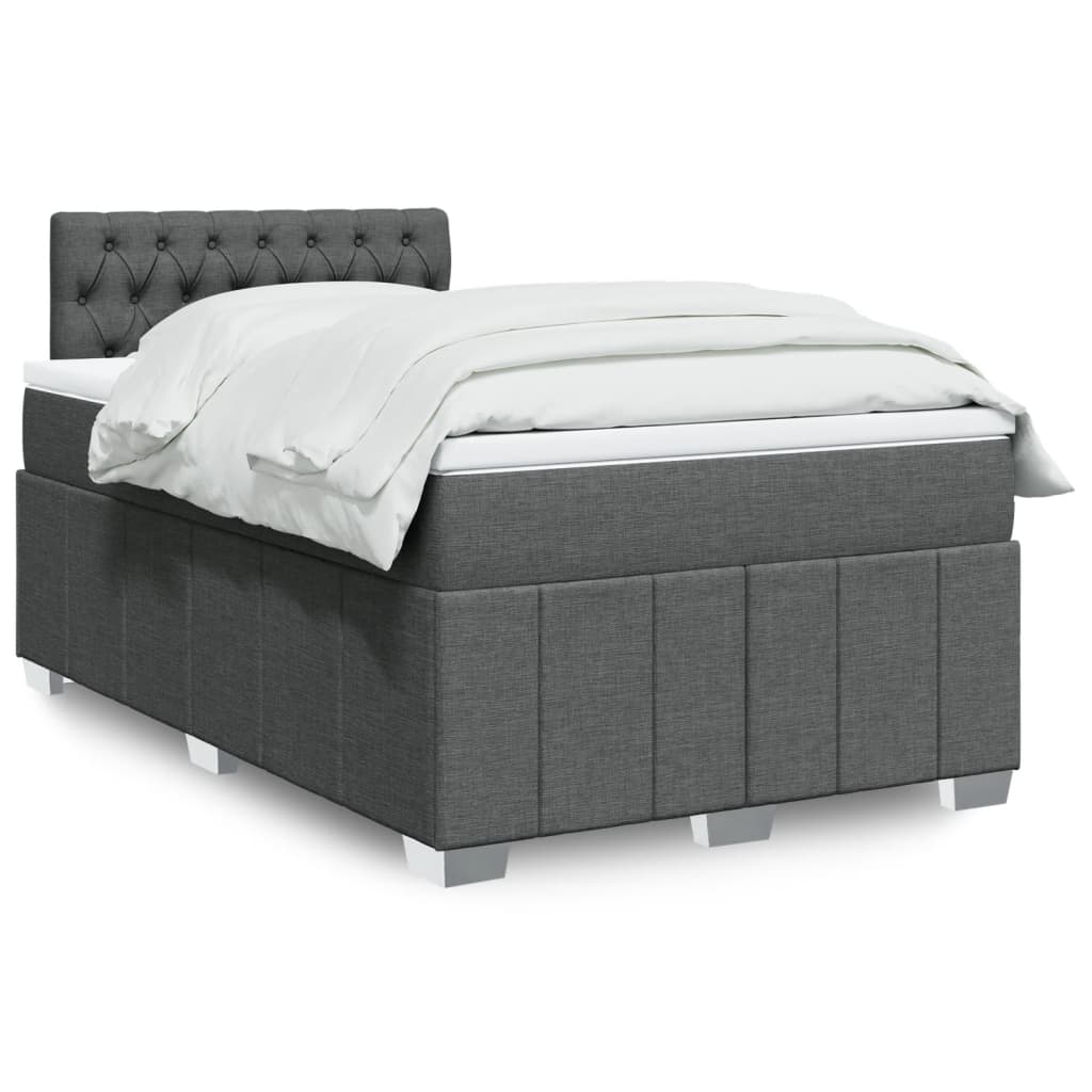 Pat box spring cu saltea, gri închis, 120x190 cm, textil GartenMobel Dekor