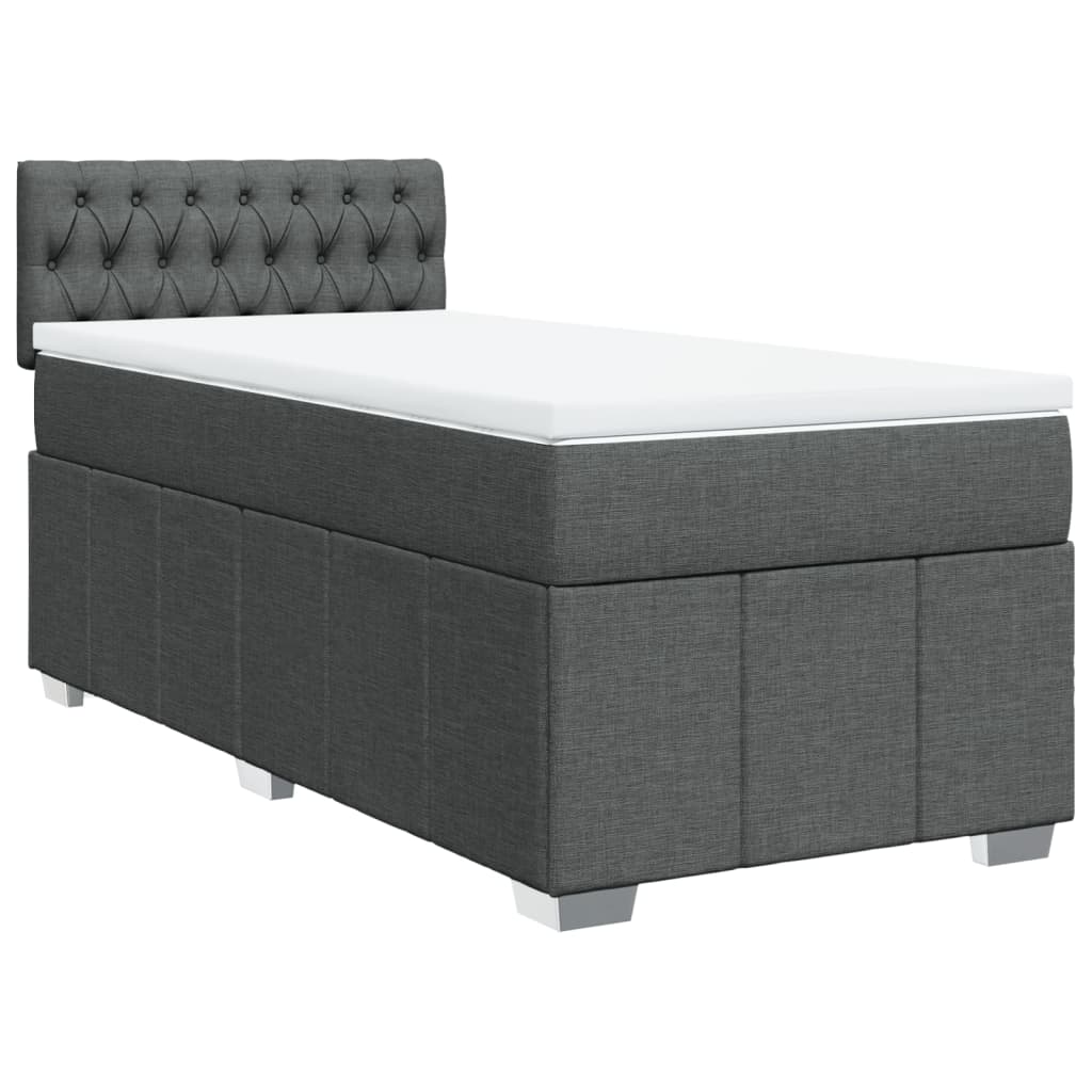 Pat box spring cu saltea, gri închis, 90x200 cm, textil GartenMobel Dekor