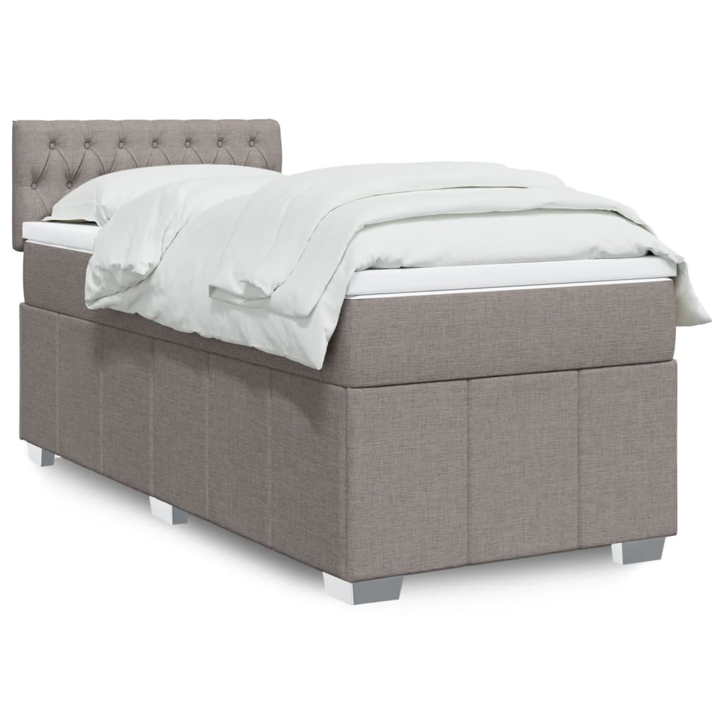 Pat box spring cu saltea, gri taupe, 90x200 cm, textil GartenMobel Dekor