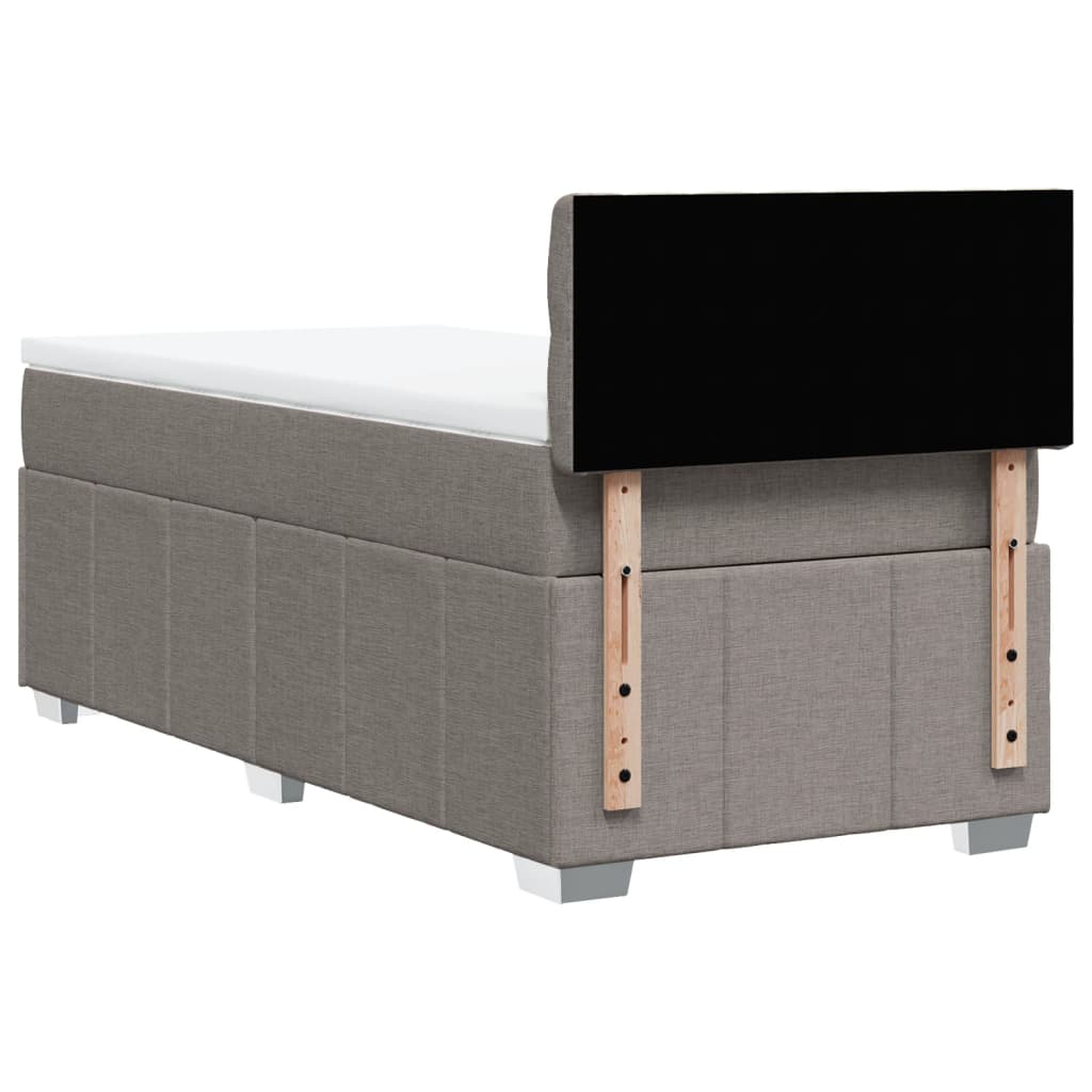 Pat box spring cu saltea, gri taupe, 90x200 cm, textil GartenMobel Dekor