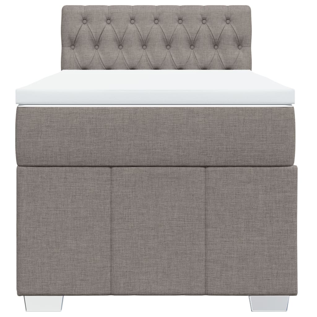 Pat box spring cu saltea, gri taupe, 90x200 cm, textil GartenMobel Dekor