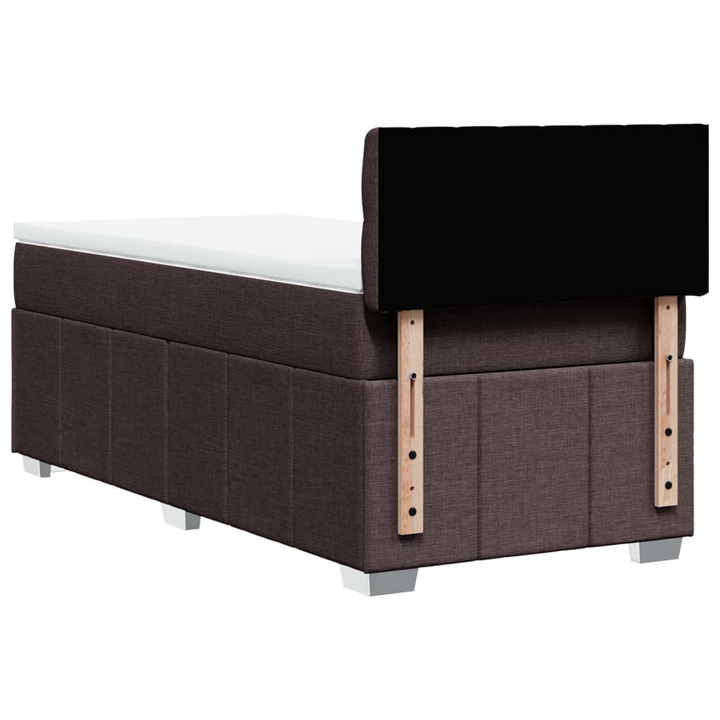 Pat box spring cu saltea, maro închis, 100x200 cm, textil GartenMobel Dekor