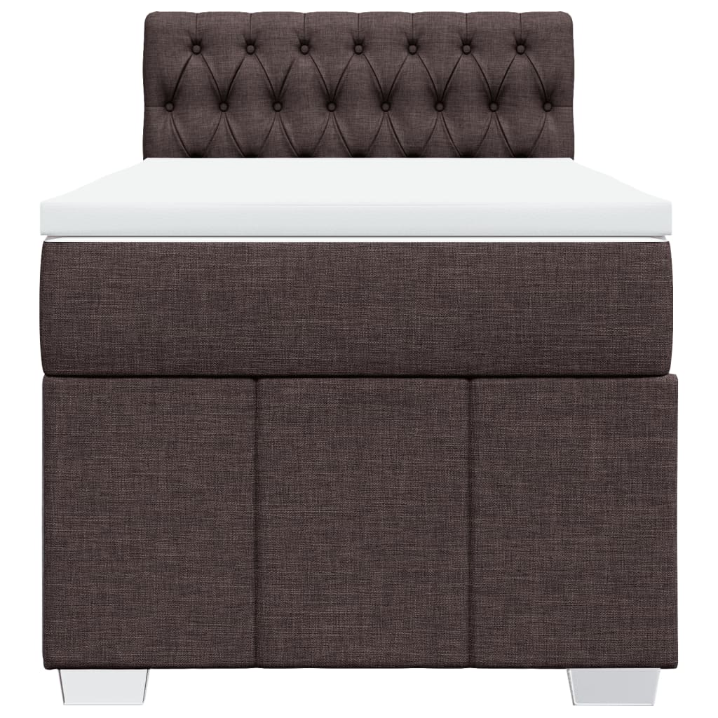 Pat box spring cu saltea, maro închis, 100x200 cm, textil GartenMobel Dekor