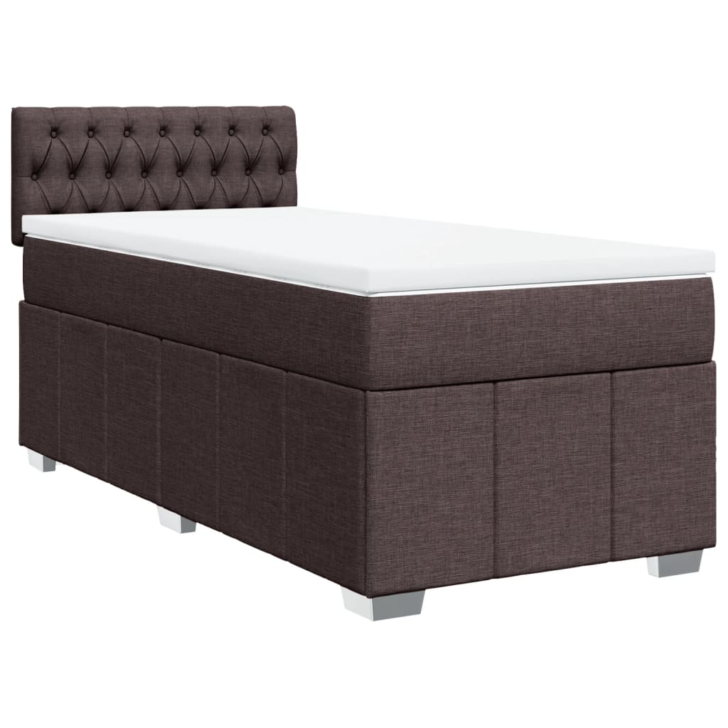 Pat box spring cu saltea, maro închis, 100x200 cm, textil GartenMobel Dekor