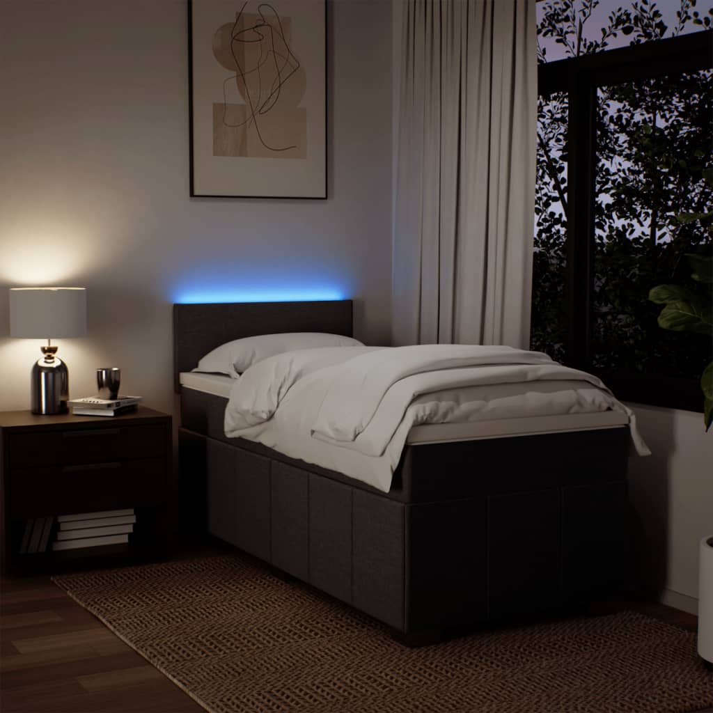 Pat box spring cu saltea, maro închis, 80x200 cm, textil GartenMobel Dekor