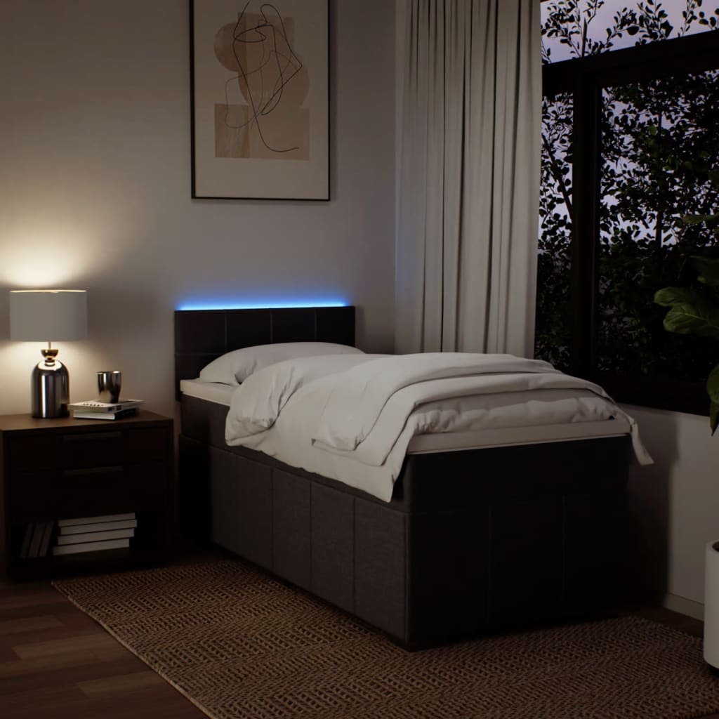 Pat box spring cu saltea, maro închis, 90x190 cm, textil GartenMobel Dekor