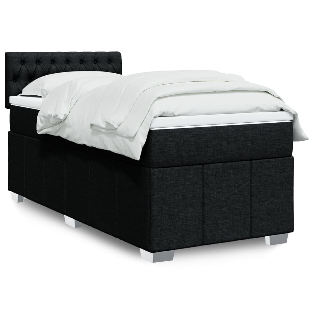 Pat box spring cu saltea, negru, 90x200 cm, textil GartenMobel Dekor
