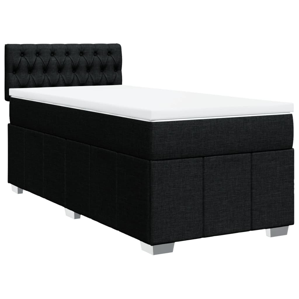 Pat box spring cu saltea, negru, 90x200 cm, textil GartenMobel Dekor
