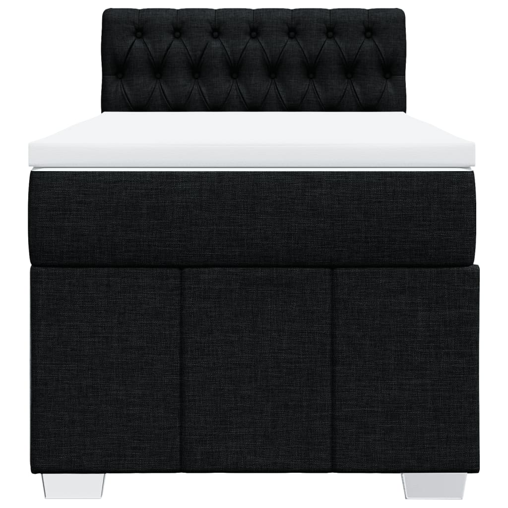 Pat box spring cu saltea, negru, 90x200 cm, textil GartenMobel Dekor