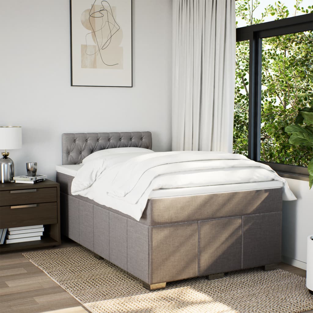 Pat box spring cu saltea, taupe, 120x190 cm material textil GartenMobel Dekor
