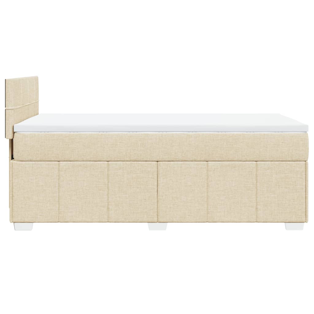 Pat box spring cu saltea, crem, 90x200 cm, textil GartenMobel Dekor