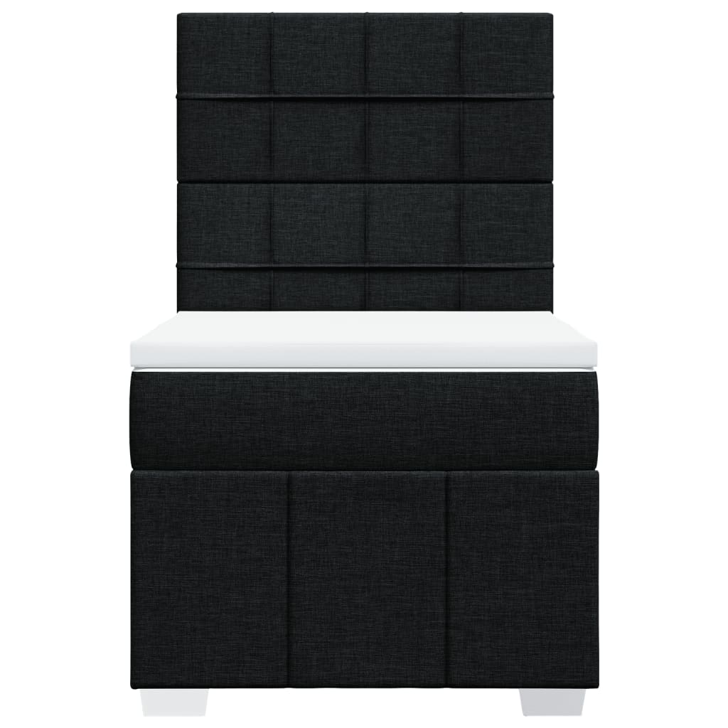 Pat box spring cu saltea, negru, 90x190 cm, textil GartenMobel Dekor