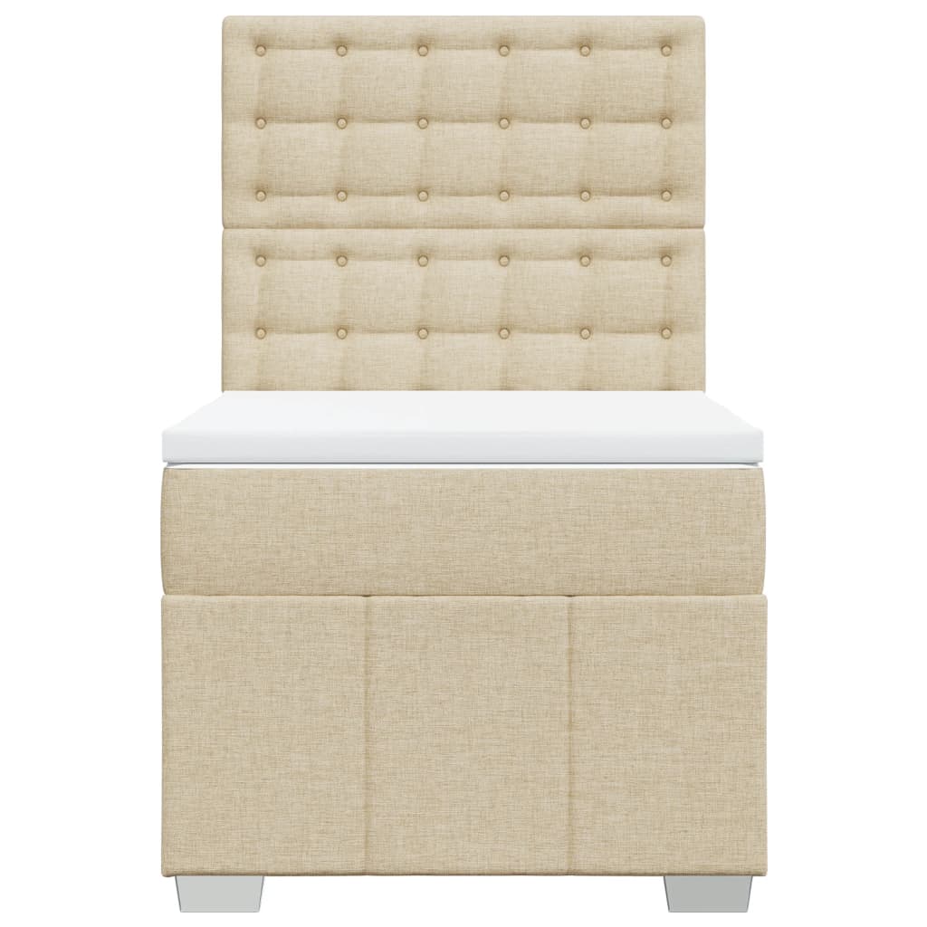 Pat box spring cu saltea, crem, 80x200 cm, textil GartenMobel Dekor