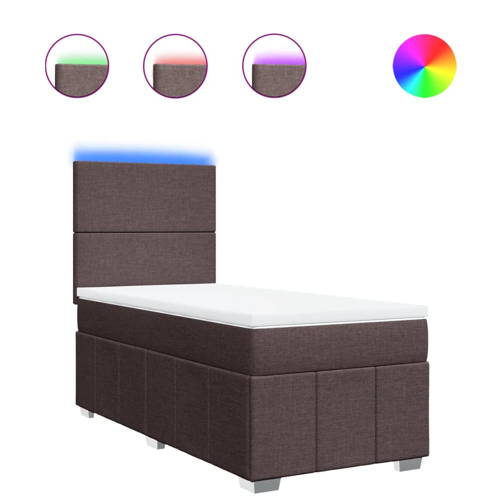 Pat box spring cu saltea, maro închis, 90x190 cm, textil GartenMobel Dekor