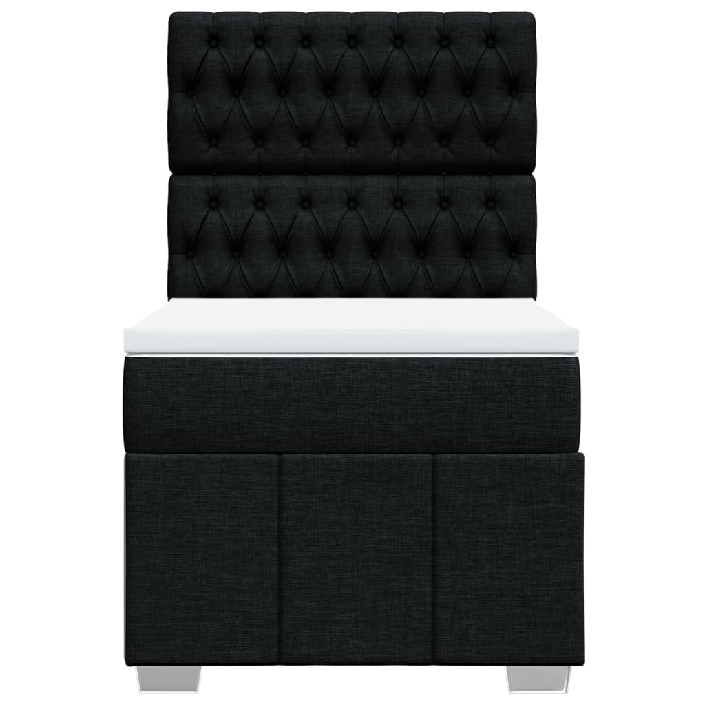 Pat box spring cu saltea, negru, 90x190 cm, textil GartenMobel Dekor