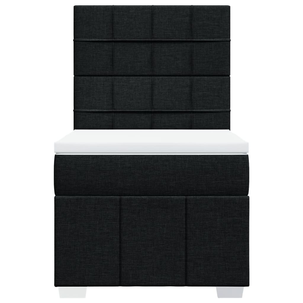 Pat box spring cu saltea, negru, 90x200 cm, textil GartenMobel Dekor