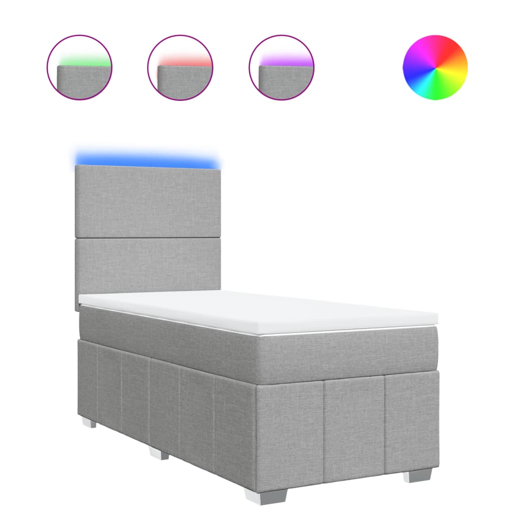 Pat continental cu saltea, gri deschis, 80x200 cm, textil GartenMobel Dekor