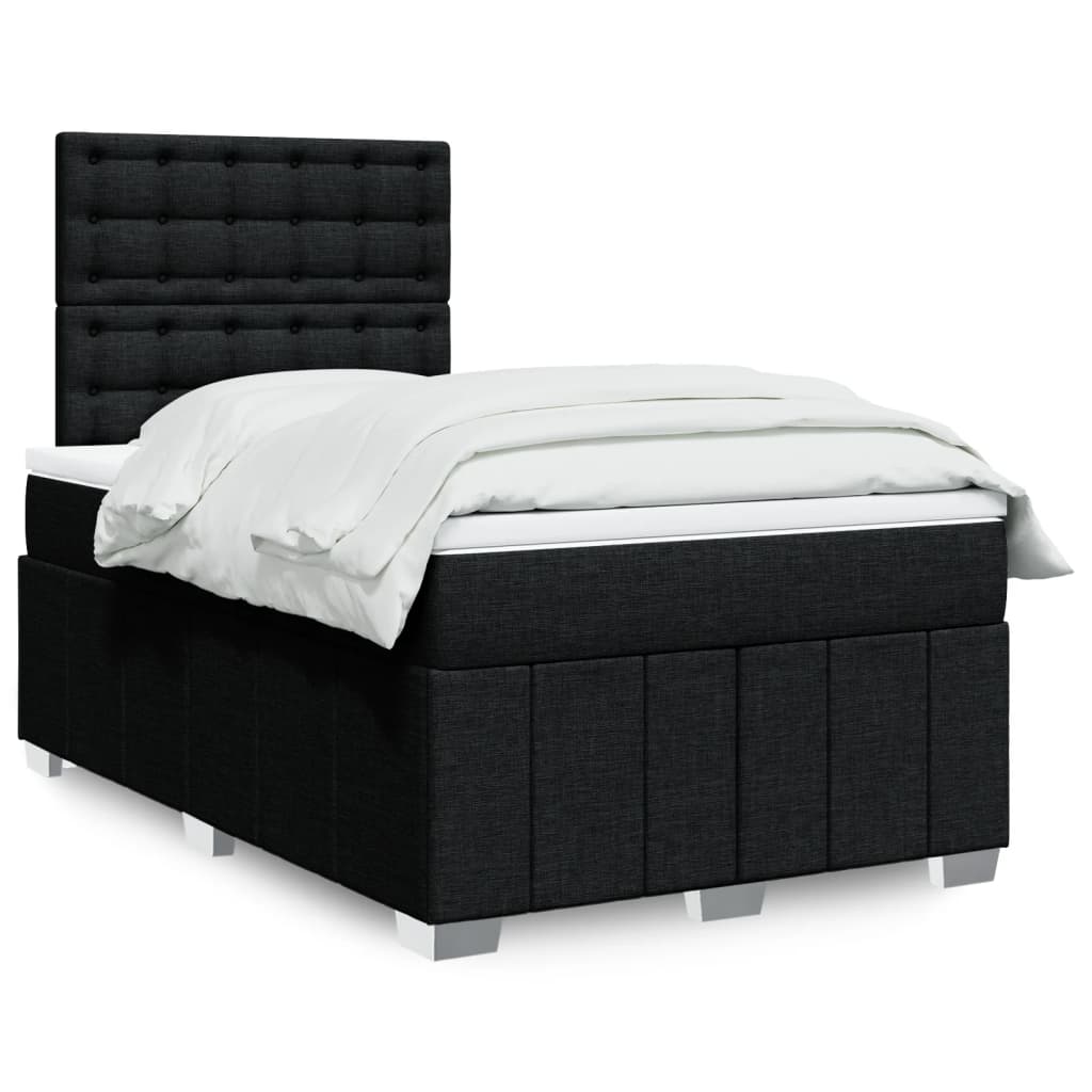 Pat box spring cu saltea, negru, 120x190 cm, catifea GartenMobel Dekor