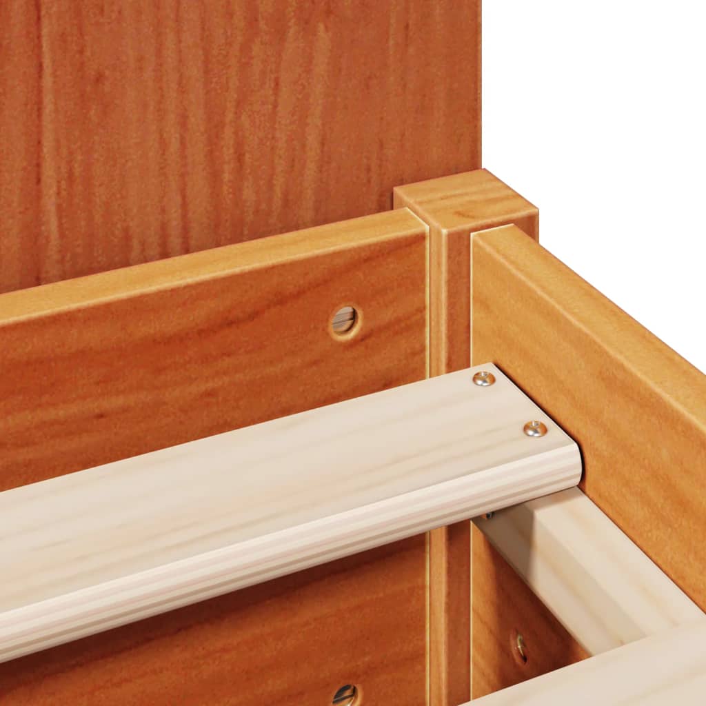 Pat cu bibliotecă fără saltea maro 160x200 cm lemn masiv de pin GartenMobel Dekor