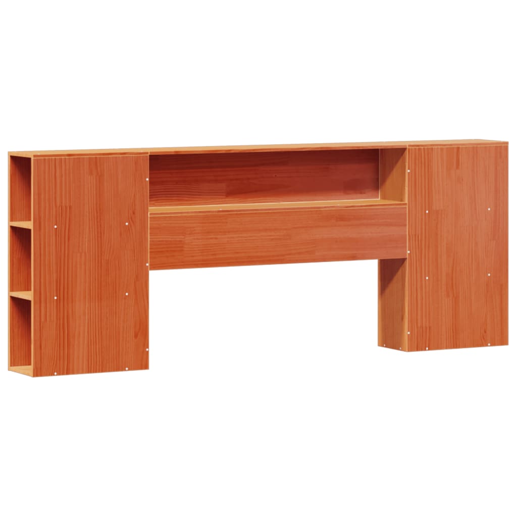 Pat cu bibliotecă fără saltea maro 200x200 cm lemn masiv de pin GartenMobel Dekor