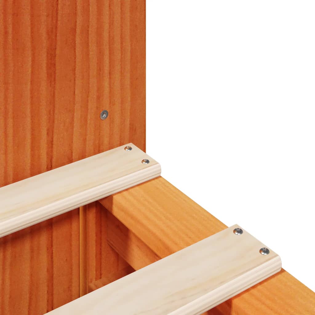 Pat cu bibliotecă fără saltea maro ceruit 135x190 cm lemn masiv GartenMobel Dekor