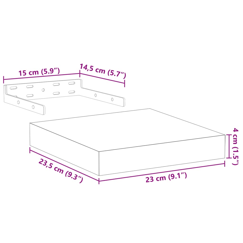 Rafturi plutitoare, 2 buc., 23x23,5x4 cm, lemn prelucrat GartenMobel Dekor
