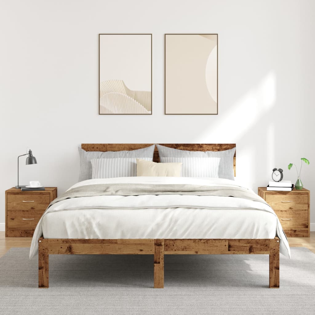 Noptiere, 2 buc, lemn învechit, 40x30x40 cm, lemn prelucrat GartenMobel Dekor